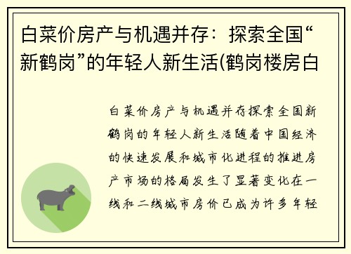 白菜价房产与机遇并存：探索全国“新鹤岗”的年轻人新生活(鹤岗楼房白菜价)